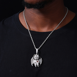 Collana da Uomo alla Moda in Stile Punk Hip Hop, Gioielli Placcati Oro in Ottone con Diamanti CZ AAAAA, Ciondolo Iced Out 'Kindness and Evil Demon' - Product Image 3