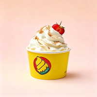 Gobelets à glace en papier kraft écologiques personnalisés de 16 oz avec cuillère et couvercle pour l'emballage de yaourts glacés, de gelato et de desserts