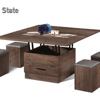 Table basse rectangulaire moderne Maxwell modèle 23 en bois avec plateau relevable et rangement, meuble de salon durable pour usage domestique