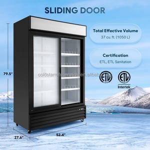 Réfrigérateur Vitrine Commercial Vertical à Double Porte pour Boissons, Température Unique, Ventilé, Capacité 900L, Numérique - Product Image 2