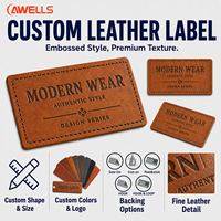 Étiquette en cuir personnalisée AWELLS, patch en cuir véritable PU gaufré pour jeans, denim et accessoires de sacs haut de gamme