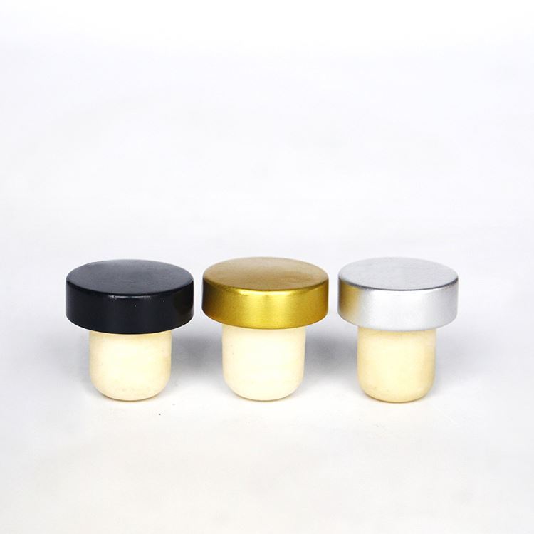 Top Quality Black/Silver/Gold High Polymer Cork For Glass Liquor Bottle T Cork Top