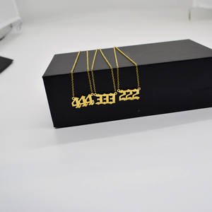 חדש זהב מצופה נירוסטה שרשרת 111 222 333 444 555 <span class=keywords><strong>666</strong></span> 777 888 999 000 שרשרת מעדן מלאך מספר שרשרת לנשים - Product Image 4