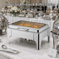 Perlengkapan Hotel Set Chafing Dish Stainless Steel dengan Penghangat Makanan Buffet untuk Peralatan Dapur Katering Pernikahan dan Pesta