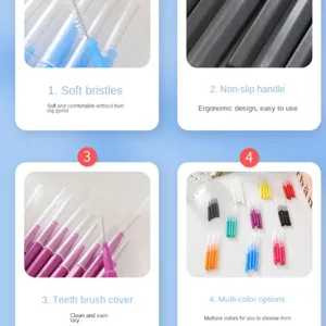 50 brosses interdentaires pour l'hygiène bucco-dentaire, blanchiment des dents, nettoyage interdentaire, brosses à dents orthodontiques, outil d'hygiène buccale - Product Image 2