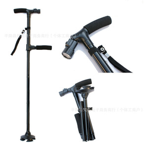 Folding Walking Stick Aluminum Alloy T-Handle LED Light Portable Trekking Stick for Seniors - Product Image 4