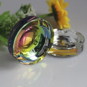 定制彩虹雕刻圆形玻璃水晶烟熏烟灰缸