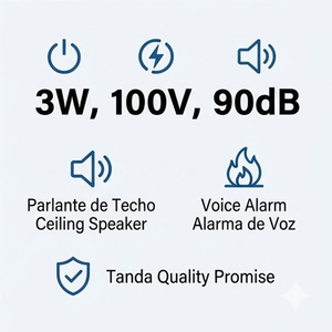 Haut-parleur de plafond Tanda 3W PA System, 90dB haute sensibilité, 150Hz-8kHz, pour sonorisation de bureau - Product Image 5