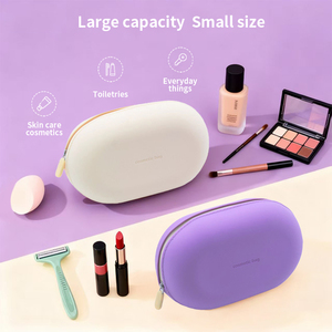 Factory-Custom Reusable Silicone Zip Makeup Bag Portable Travel Storage Pouch - Product Image 4