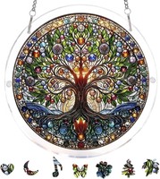 Attrape-soleil en acrylique en gros, motif arbre de vie, art mystique, pièces irrégulières uniques, décoration de fenêtre, cadeau