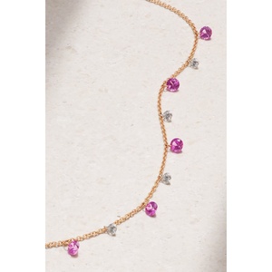 Collana <span class=keywords><strong>Girocollo</strong></span> con Charm LOZRUNVE in Argento Sterling 925 Rodiato Color Oro con <span class=keywords><strong>Zirconi</strong></span> Cubici Rubino e Zaffiro - Product Image 4