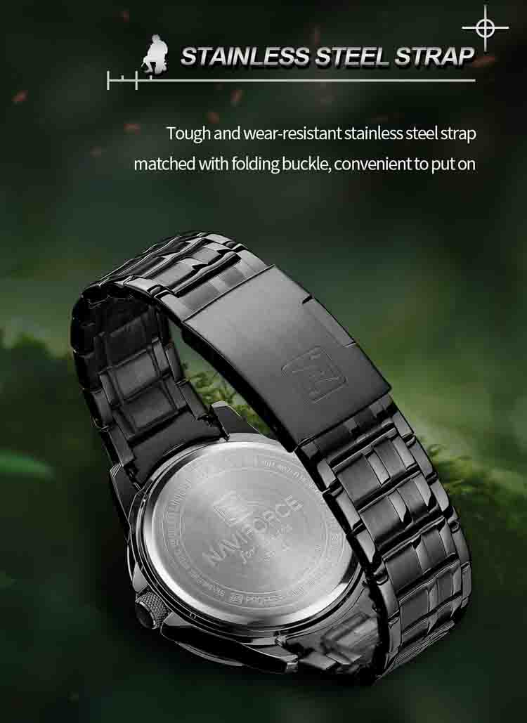 NAVIFORCE NF9206 luxury gold men quartz watch stylish stainless steel strap Waterproof date display Minimalist business watch