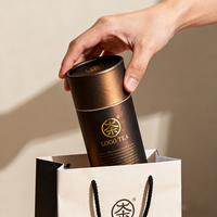Emballage personnalisé en tube de papier kraft de qualité alimentaire pour thé, boîte cylindrique doublée de feuille d'aluminium avec dorure à chaud pour thé en vrac et poudre de matcha