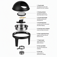 Réchauds de buffet professionnels en acier inoxydable 9L, chauffe-plats pour cuisine commerciale, alimentation alcool/électrique, équipement de restauration événementielle A++