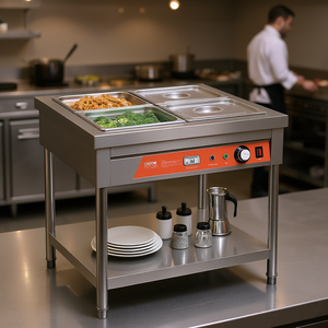 Chauffe-Plats Électrique Vevor 1500W avec 4x1/2 Bacs en Acier Inoxydable, Serveur de Buffet Professionnel avec Étagère Inférieure - Product Image 2