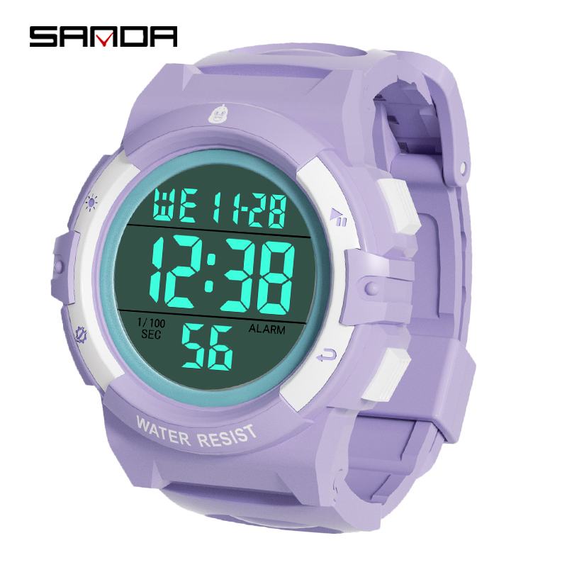 Orologio Con Sveglia Vibrante Silenzioso Impermeabile, 15 Allarmi Giornalieri, Timer Ripetibile, Ricaricabile USB, Lilla