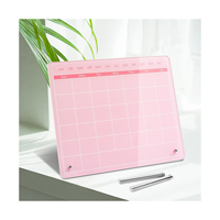 Lampe de bureau élégante en acrylique avec calendrier, lumière LED, base en bois, transparente, épaisseur 3 mm, forme rectangulaire, pour la rentrée scolaire et les notes.