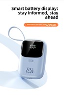 Vente en gros de mini-batteries externes à charge super rapide avec câble, 10000 mAh, 20000 mAh, chargeur portable
