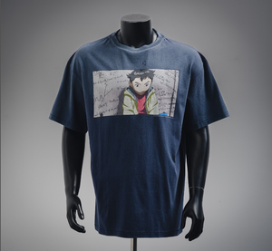 25ss Hades Desgastado Perforado Impreso Saint Michael Hip Hop Denim Manga corta Slim Fit con diseño de personajes bordados - Product Image 1