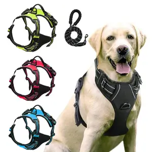 Wholesale Adjustable Reflective Oxford Dog Collar and Leash Set No Pull Pet Dog Harness Set for Small Medium Large Dogs