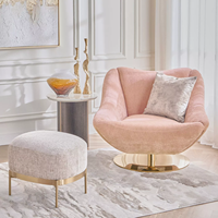 Chaise de salon de haute qualité en acier inoxydable, rembourrée en tissu, pour hôtel et villa