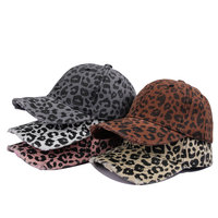 Vente en gros de casquette de baseball rétro 6 panneaux en coton casquette de sport vintage bord incurvé impression léopard élégant Gorras