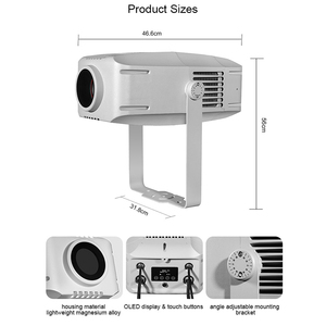 Projecteur Gobo LED 200W RGBW DMX512, 7 couleurs, angle de faisceau de 30°, en aluminium, éclairage de projection à intensité variable, chaque image peut créer un effet ondulé - Product Image 1