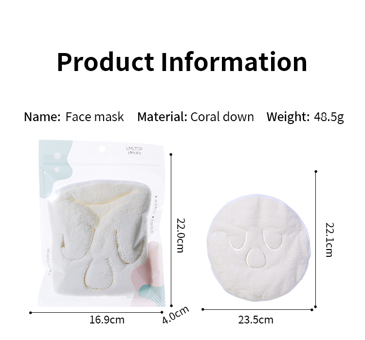 LMLTOP Hot Sale Soft Coral Fleece Reusable Face Mask Towel Custom Logo White Face Towel For Beauty Spa Facial Towels SY402