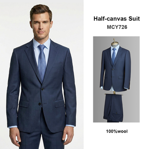 En stock – Ensemble de costume homme <span class=keywords><strong>100</strong></span> % <span class=keywords><strong>laine</strong></span> semi-entoilée, logo personnalisé, formel, simple boutonnage, 2 pièces (<span class=keywords><strong>blazer</strong></span> et pantalon) pour le bureau et les affaires - Product Image 3