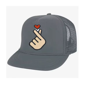 Delantal de trabajo para mujer con diseño de corazón bordado y gestos de mano, insignias de belleza, patrón de gestos con los dedos, tela vaquera, termoadhesivo - Product Image 5