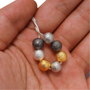 Frosted Round Spacer <b>Beads</b> <b>Silver</b> Gold Rhodium Gunmetal Metal Loose <b>Beads</b> For Bracelet Making 8mm 10mm 12mm - Product Image 4