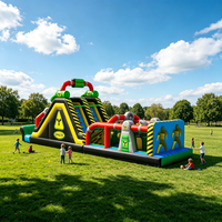Parcours d'obstacles gonflable avec toboggan, combo commercial pour enfants et adultes, fête en plein air, château gonflable personnalisé