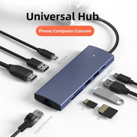 Hub USB-C 9 en 1 en alliage de zinc vers USB2.0*4+2 type C Transfert de données +HDTV 4K60 HZ+PD 100W +audio+SD+TF Station d'accueil USB-C