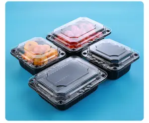 Customized Clear Plastic Mushroom Packaging Box Blister RPET Rectangle Transparent Food Vegetable Fruit Container With Lid