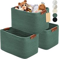 Panier de rangement en corde tressée écologique, lot de 3, légers et portables, pliables, 100% coton, pour vêtements et literie