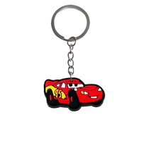 Porte-clés en caoutchouc souple personnalisé en usine, motif voitures de dessin animé, imprimé en typographie, durable, tendance 2026, cadeau promotionnel