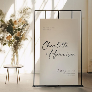 Custom pavimento in piedi con struttura in metallo segno di benvenuto di nozze Stand cartello di benvenuto di nozze - Product Image 1