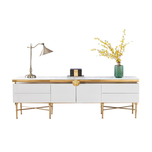 Mueble de <span class=keywords><strong>TV</strong></span> de Lujo Estilo Árabe Saudí, Diseño Único en Acero Inoxidable Dorado con Medusas - Product Image 1