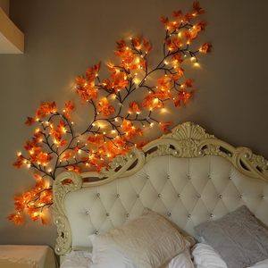 Guirlande Lumineuse Flexible en Forme de Vigne avec Motifs de Fleurs de Prunier et de Feuilles d'Érable, avec Télécommande, pour la Décoration de Chambre et d'Événements de Noël - Product Image 5