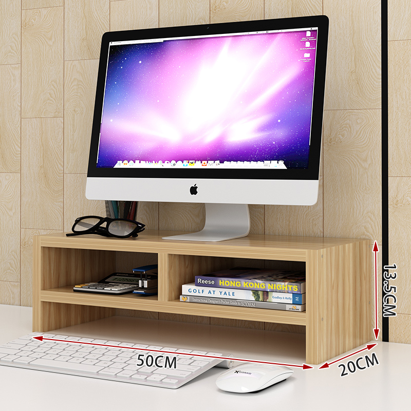 Supporto Per Monitor Regolabile Con Cassetto - Rialzo Scrivania 2 Schermi In MDF E Acciaio