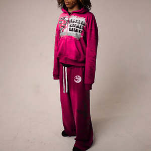 커스텀 겨울 스트리트웨어 프린트 100% 코튼 산성 워싱 프렌치 테리 후드티 스웨트팬츠 조거 세트 디스트레스드 유니섹스 오버사이즈 - Product Image 3