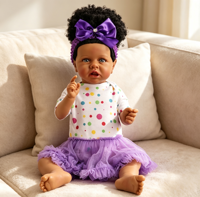 Afroamerikanische Reborn-Babypuppe, 22 Zoll (56 cm), dunkle Hautfarbe, weiches Vinyl, realistische Babypuppe, Geschenk für den Begleiter