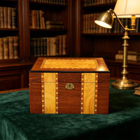 Boîte à bijoux en bois plaqué haute brillance avec doublure en velours, miroir intégré, quincaillerie en métal doré, boîte d'emballage en bois pour le rangement de bijoux et cadeaux