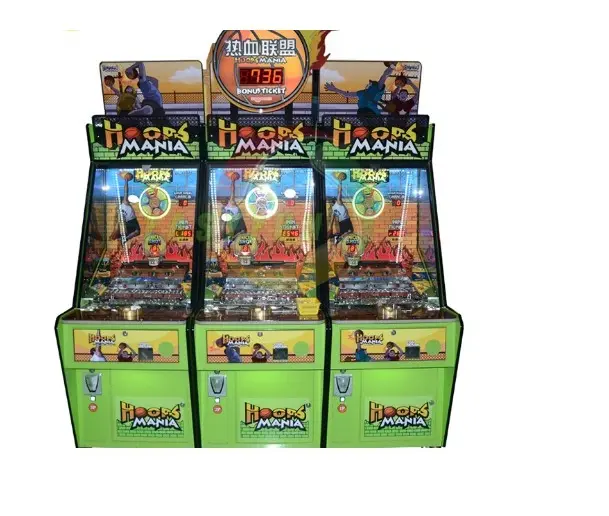 Indoor coin operated arcade hoops mania coin pusher ticket lottery game machine amusement for sale