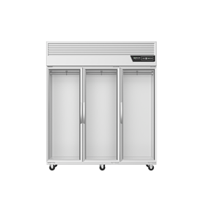 Des vitrines réfrigérées à trois portes en verre sont utilisées pour suspendre la viande. - Product Image 2