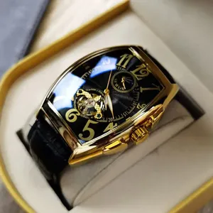 Orologio Meccanico Automatico di Lusso per Uomo, <span class=keywords><strong>Orologi</strong></span> Sportivi, Tourbillon, Scheletrato, Militare, Orologio da Polso Maschile Elegante a Forma di Tonneau - Product Image 3