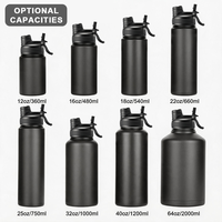 Bouteille d'eau isotherme en acier inoxydable avec revêtement en poudre mate personnalisé, à large ouverture, pour boissons sportives