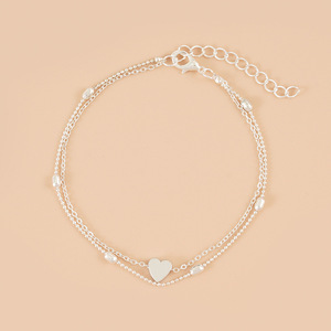 Cavigliera Estiva <span class=keywords><strong>in</strong></span> Stile Bohémien Raffinato, Acciaio Inossidabile con Catene Placcate <span class=keywords><strong>in</strong></span> Oro 18K, Braccialetti per Caviglia a Forma di Cuore - Product Image 4