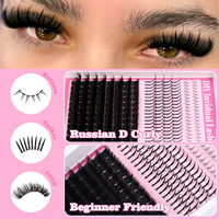 En gros, Kit de cils individuels mixtes en faux vison naturel, cils en grappe à pointes avec base, DIY, avec logo personnalisé