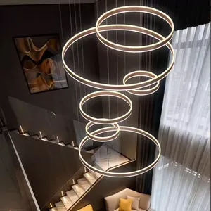 Lustre d'escalier à LED Lampes suspendues de plafond modernes Lustre de conception américaine à économie d'énergie pour le salon